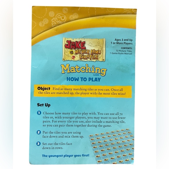 Disney Jr. Matching Game Jake And The Neverland Pirates Preschool Ages 3+ READ - Picture 3 of 8